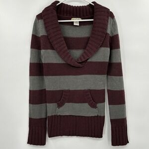 VTG Love Change Womens Y2K Deep V Neck Sweater Size M Gray Purple‎ Retro Preppy